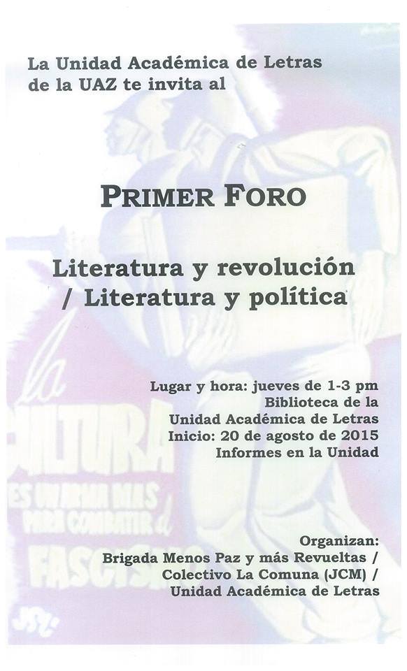 Primer Foro Literatura y revolución literatura y política